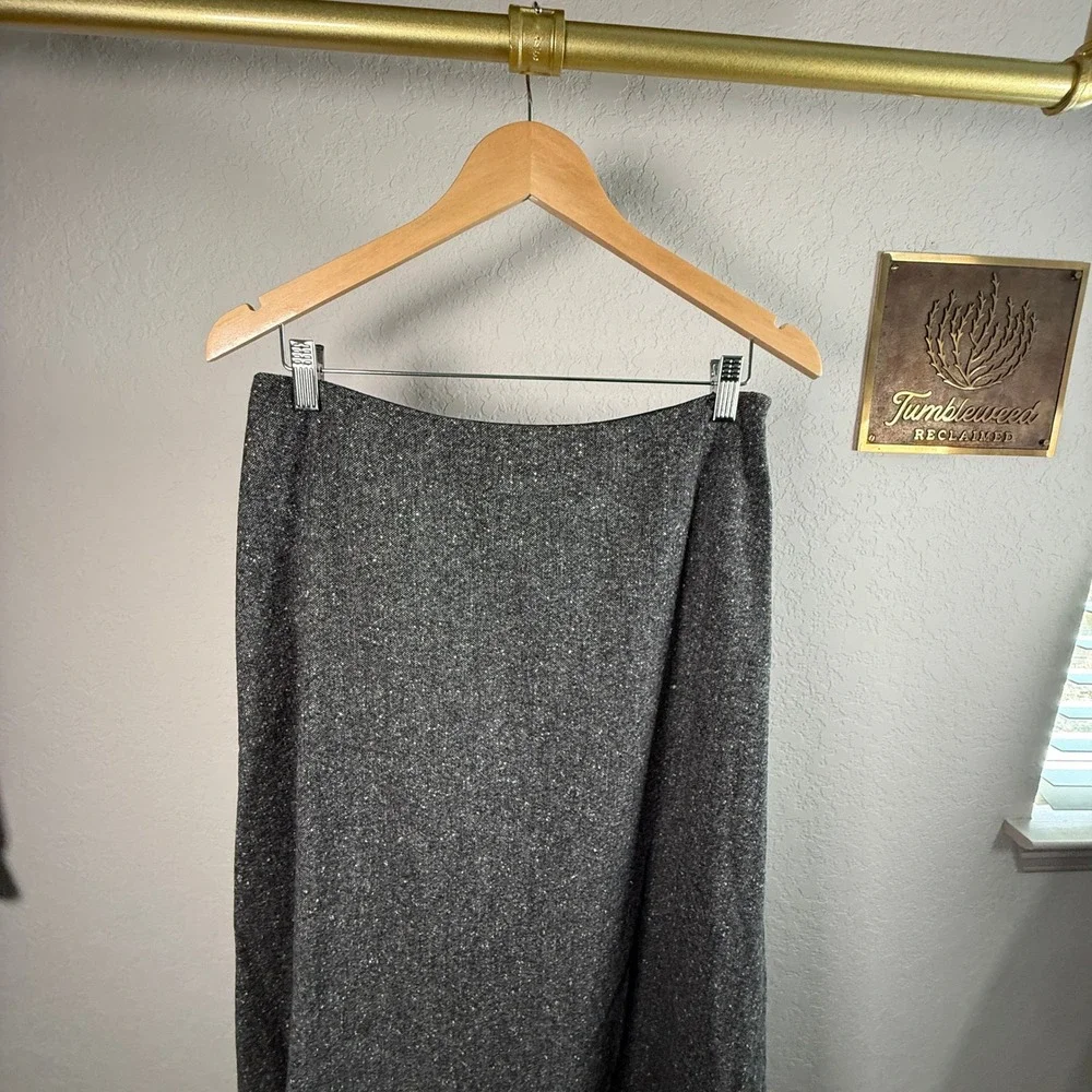 Lauren‎ Ralph Lauren Gray 100% Lambswool Tweed Maxi Skirt Womens 10